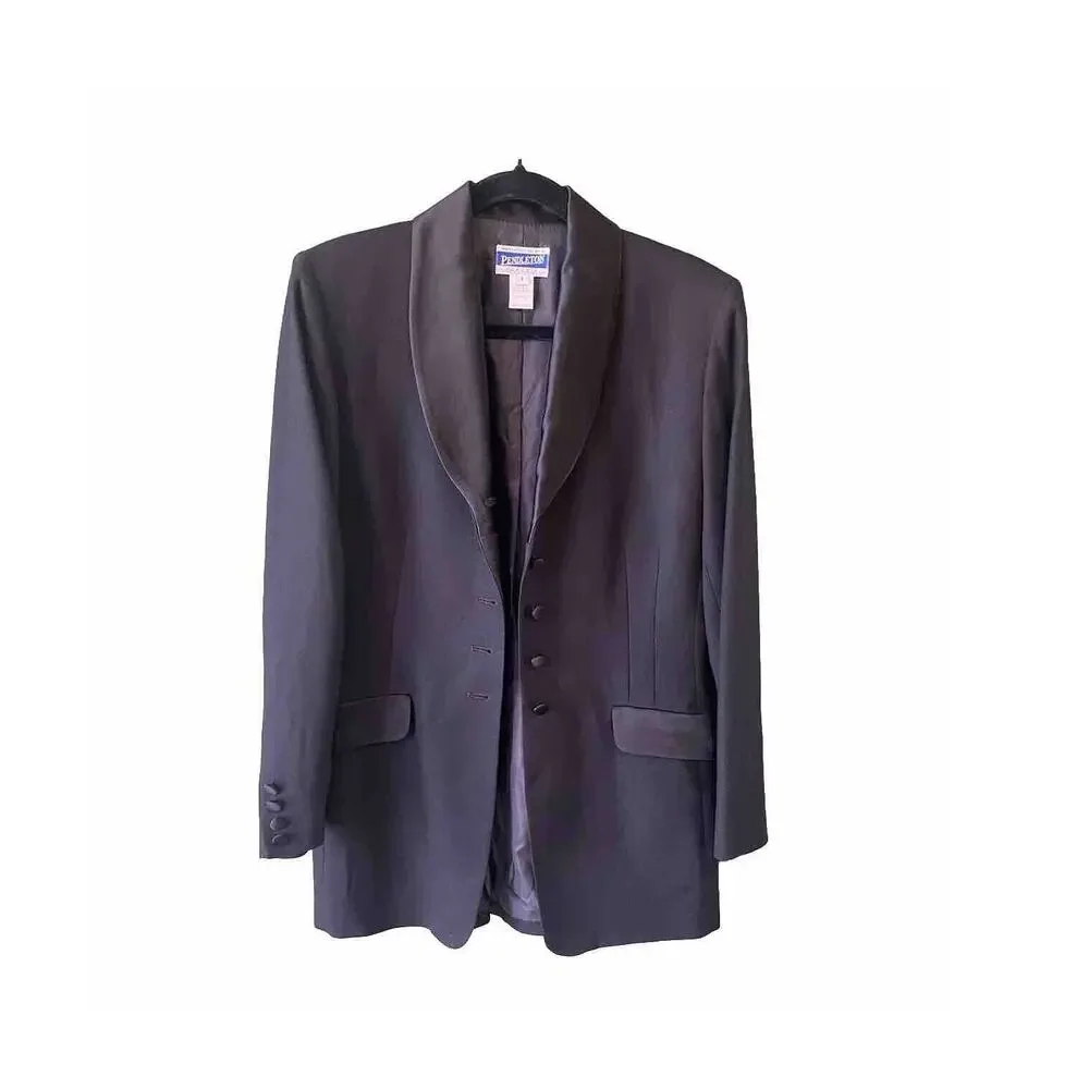 VINTAGE Pendleton Blazer Womens Size 4 100% Wool Black Classic Office Capsule - Picture 3 of 10